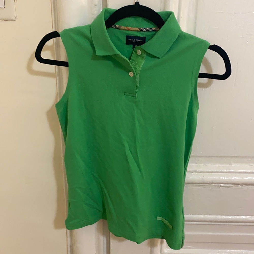 Burberry women’s golf top sleeveless collared green small